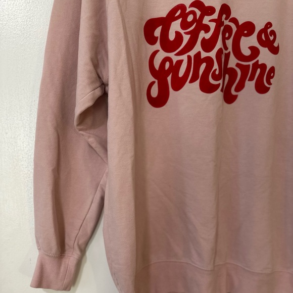 Wildfox Coffee & Sunshine pink oversized velvet graphic pullover size small - Picture 2 of 5